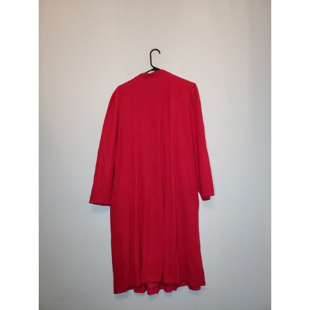 Vtg Vanity Fair Womens 2XL Robe Bright Pink Floral Embroidery Half Zip Pockets - Picture 2 of 5